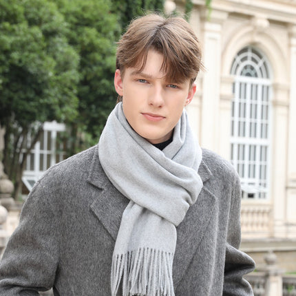 Wool Scarf Women's Winter High-End Couple Scarf Solid Color Easiest for Match 2025 New Korean Cashmere Scarf Wholesale