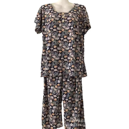 1688 Stall Supply Summer Middle-aged and Elderly Women's T-shirt Two-piece Old People's Short-sleeved Suit New Products