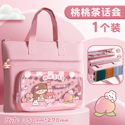 Student Handbag Tuttor Learning Carrying Book Bag Primary School Student Canvas Bag Learning Supplies Children Girl Homework File Bag