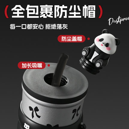 High-Looking Stainless Steel Thermos Cup, Large-Capacity Car-Mounted Cute Printed Coffee Cup, Accompanying Cold-Keeping Double-Drink Ice Cup
