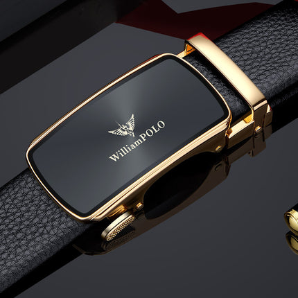 King Paul Belt Men's Genuine Leather Automatic Buckle Business Simple Belt Alloy Trousers Belt Men's High Sense