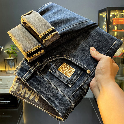 Jeans Men's 2024 New Spring and Autumn Washed Vintage Stretch American Slim-fit Small Leg Casual High-end Long Pants