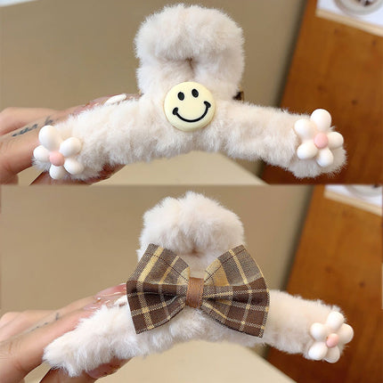Autumn and Winter plush hairpin female clip headdress furry shark clip cute high-grade sense back head clip high-end hairpin