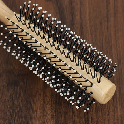 Curly Hair Comb Children's Special Wooden Curly Comb Blowing Style Comb Buckle Barber Shop Hair Salon Professional Cylinder Roll Comb Foreign Trade