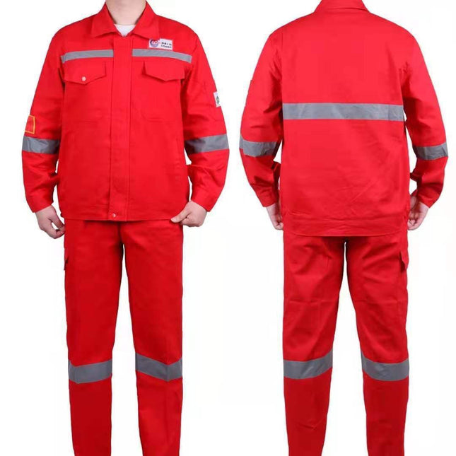 Middle-Aged Sinopec Workwear Welder Workshop Cotton Suit Men's Electric Welding Anti-Scalding Wear-Resistant Labor Protection Clothing Cotton Men's Long-Sleeve Clothing