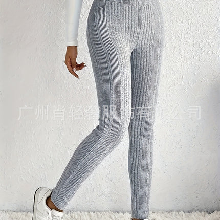 Women's New Fashion Slim Slim Fit Tight Leggings Solid Color Trousers