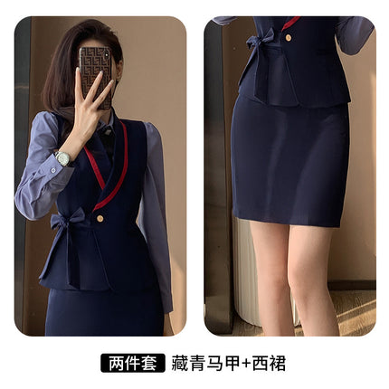 Professional suit women's waistcoat workwear hotel front desk strap vest jewelry store beautician work clothes temperament suit