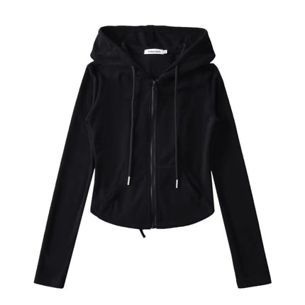 Hot girl waist lace-up hooded sweater jacket high waist stretch slim mop flared pants sports casual suit women