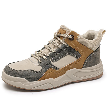 Men's Shoes Winter 2025 New Mid-Top Men's Sports Shoes Student Fashion Casual Sneakers Fleece-Lined Work Boots Cotton Shoes