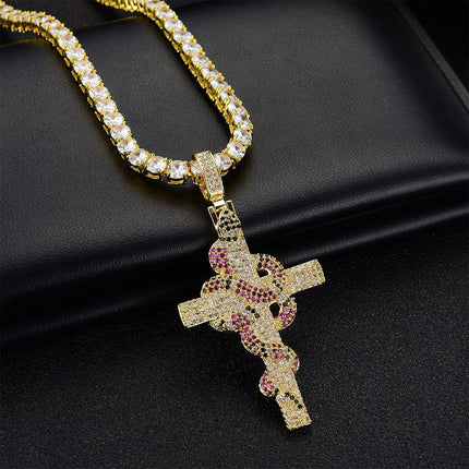 European and American Hip Hop Color Viper Cross Pendant for Men and Women Street Fashion Jewelry Necklace Yiwu Source Factory