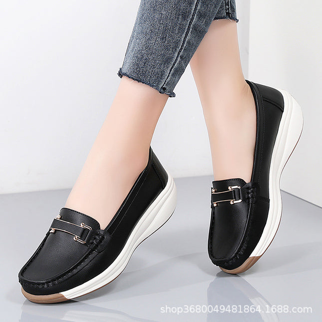Plus-Size Women's Shoes with Thick Soles and Height Increase, 2024 Spring New Platform Wedge Slip-On Shoes, Casual Shoes for Mothers