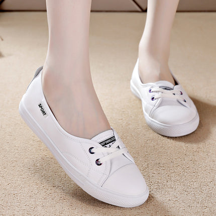 White Shoes Women's Spring/Summer 2024 Slip-on Shoe Women's Soft-soled Square Dance Flat Sneakers