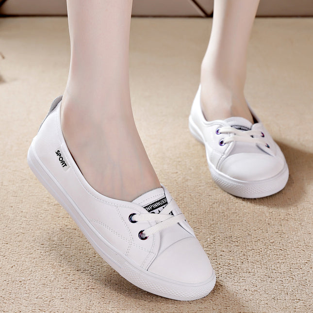 White Shoes Women's Spring/Summer 2024 Slip-on Shoe Women's Soft-soled Square Dance Flat Sneakers