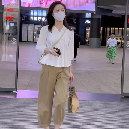 Summer women's 2023 new small wear a set of slightly fat age-reducing playful lively top two-piece suit