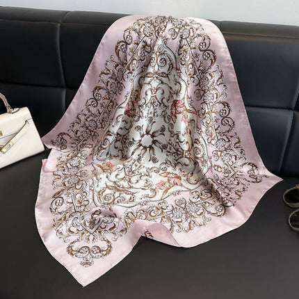 Simulated Silk Printed Silk Scarf for Women, Korean Cashew Leopard Print Headscarf, Four-Season Scarf, Professional Scarf Wholesale