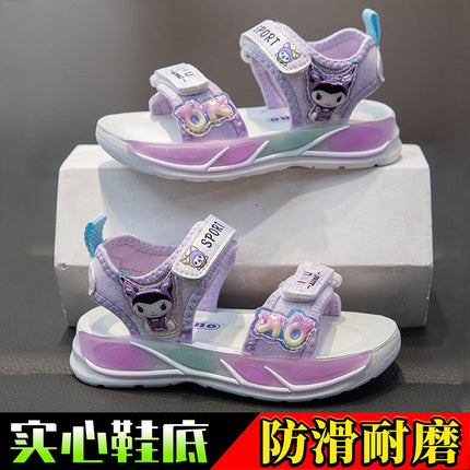 Children's Sandals Girls Beach Shoes Summer New Cartoon Girls Princess Shoes Cute Soft Sole Baby Sports Sandals