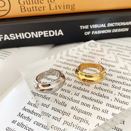 Japanese and Korean-style Irregular Geometry Exquisite Ring Titanium Steel Electroplated Overlapping High-grade Sense Ring Female Niche Color-free Accessories
