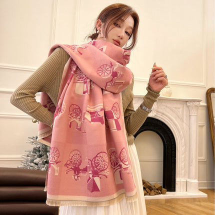 Scarf Women's Autumn and Winter Warm Internet Popular Double-sided Color Matching Korean-style Nap Blanket All-match New Imitation Cashmere Shawl Scarf