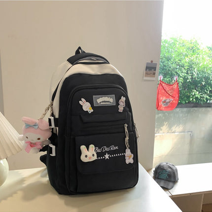 Student Bag Junior High School Student High School Student Backpack Large Capacity Nylon Breathable Comfortable Women's Backpack Canvas Bag