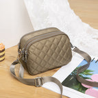 Diamond quilted women's shoulder bag - khaki