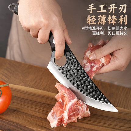 Yangjiang knife hand-forged hammer pattern kitchen knife bone-cutting knife slaughter knife killing fish peeling and cutting cattle high hardness chef knife