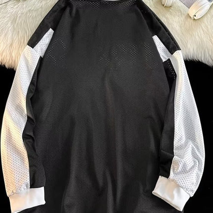 Spring and Autumn Mesh Retro American Long Sleeve Motorcycle Cycling Suit Breathable Quick Drying Mountain Bike Motorcycle Suit T-Shirt