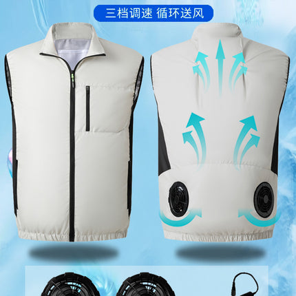 New Cooling Vest Sleeveless Air-conditioning Suit Summer Outdoor Heat Prevention and Cooling Work Clothes Labor Protection Fishing Clothing Cross-border Batch