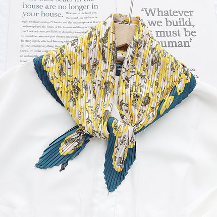 New wrinkled small square scarf female Korean imitation silk printed wrinkled small scarf Joker scarf decorative scarf wholesale