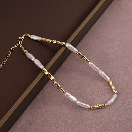 Electroplated real gold color retaining baroque strength chain beads diy bracelet baroque shaped pearl necklace earrings jewelry