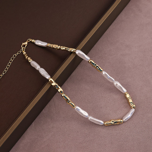 Electroplated real gold color retaining baroque strength chain beads diy bracelet baroque shaped pearl necklace earrings jewelry