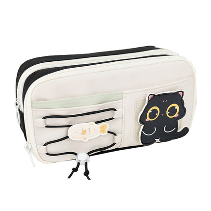 Cute Milk Huhu Apple Contrast Color Pencil Case Large Capacity Primary School Students Multi-Layer Drawstring Pencil Storage Dirty-Resistant Stationery Box