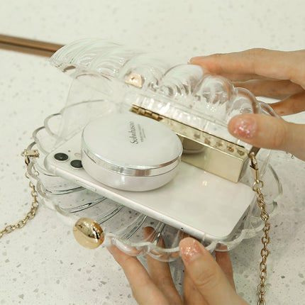 Cross-Border Acrylic Shell Bag, Transparent Evening Bag, Portable Evening Bag, Ladies Bag, Chain Cross-Body Bag