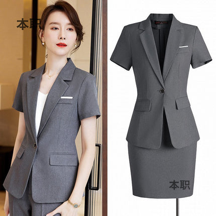[Autumn Wear] Professional suit Female Temperament Workwear Goddess Fan Hotel Manager Short-sleeved Suit Summer Work Clothes