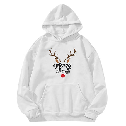 Elk Reindeer Merry Christmas printed hooded sweater European and American women's top coat cross-border