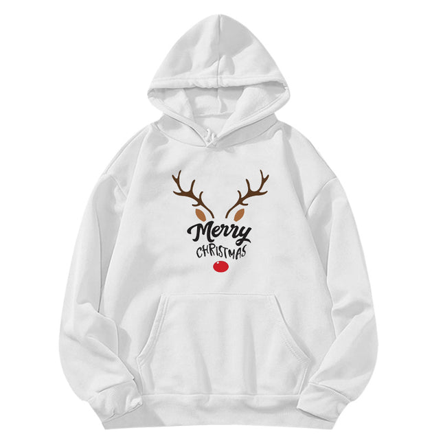 Elk Reindeer Merry Christmas printed hooded sweater European and American women's top coat cross-border