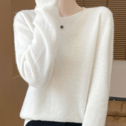 First-Line Ready-To-Wear 100% Pure Wool Round Neck Knitwear Women's New Autumn and Winter Seamless Knitwear Slimming Look Versatile Knitwear