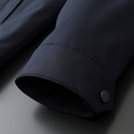 Source Manufacturer Spring and Autumn Anti-Wrinkle Fashion Korean Style Casual Jacket Business Simple Removable Hood Filled with Wool Middle-Aged Clothing