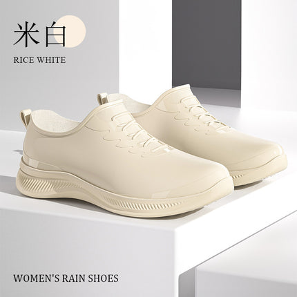 Fashionable Rain Boots for Women, Spring and Autumn Short-Tube Waterproof Shoes for Outer Wear, Non-Slip Kitchen Work Plus Velvet Warm Rain Boots Cross-Border