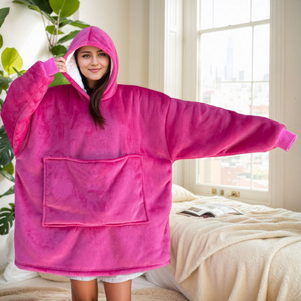 Hooded Blanket Hoodie Blanket Cross-Border Flannel Thickened Lamb Fleece Robe Fleece Pullover Tv Blanket