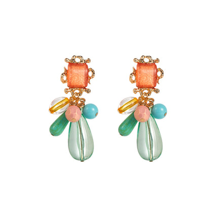 European and American fashion new vintage earrings exaggerated geometric resin drop earrings senior sense niche earrings wholesale