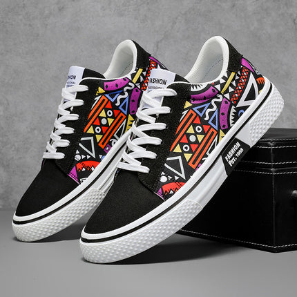 Spring and Summer Graffiti Personality Trendy Versatile Canvas Shoes Korean Style Sports Trendy Student Casual Breathable Sneakers