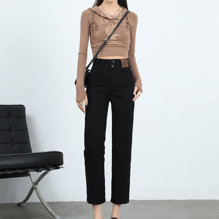 2025 Spring Retro Narrow Wide Leg Jeans Women's New High Waist Pear-Shaped Figure Drop Straight Pants