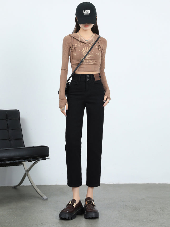 2025 Spring Retro Narrow Wide Leg Jeans Women's New High Waist Pear-Shaped Figure Drop Straight Pants