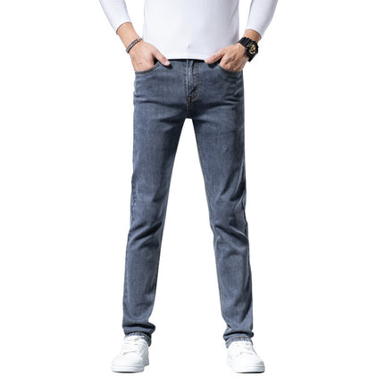 2024 spring new men's light business jeans men's fashion men's jeans small straight pants