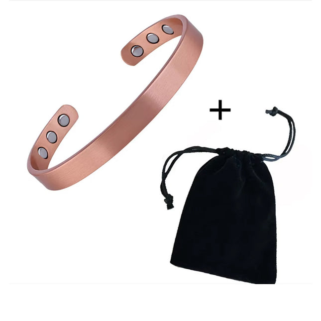 Jian Ai Temu Aliexpress Amazon Magnetic Antique Red Copper Brushed Open Adjustable Bracelet Ring Bracelet