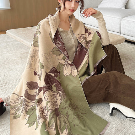 New elegant light luxury jacquard cashmere scarf women's high-grade artistic autumn and winter warm scarf thickened shawl