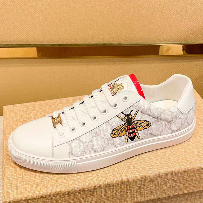 Bee Men's Shoes Casual Board Shoes Sports Style Breathable Fabric Spelling Cowhide Men's Daily All-match Shoes Live Supply