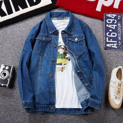 Tide and Fertilizer Extra Large Denim Coat fleece-lined Thickened plus size Men's Winter Jacket Warm Cotton-padded Fake Two-piece Top