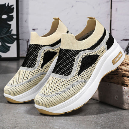 Mom's Shoes, Casual Style Women's Shoes, Wholesale and Dropshipping, Height-Increasing Shoes, 2026 New Style, Fly-Knit Breathable Thick-Soled Mesh Shoes