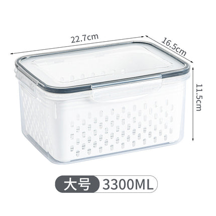 Fcm Food-Grade Certified Fresh-Keeping Box with Lid, Food-Grade Refrigerator Special Sealing Ring with Drain Basket for Kitchen Storage